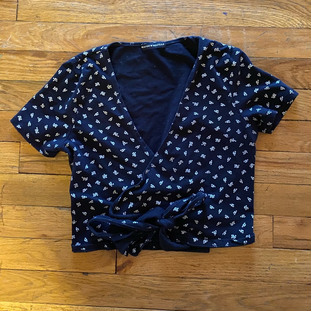 Brandy Melville floral wrap shirt